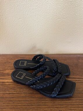 Dolce Vita Black Braided Square Toe Sandals - Size 8.5
